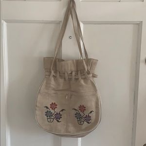 Embroidered tie boho purse